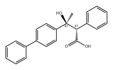 beta-Hydroxy-beta-methyl-alpha-phenyl-(1,1'-biphenyl)-4-propanoic acid, (R',R')-DL- Structure
