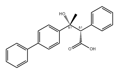 beta-Hydroxy-beta-methyl-alpha-phenyl-(1,1'-biphenyl)-4-propanoic acid, (R',S')-(-)- Structure