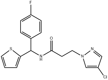 3-(4-chloro-1H-pyrazole-1-yl)-N-((4-fluorophenyl)(Thien-2-yl)methyl)propionamide Structure