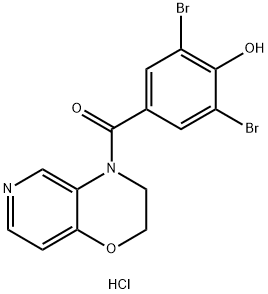 Methanone, (3,5-dibromo-4-hydroxyphenyl)(2,3-dihydro-4H-pyrido[4,3-b]-1,4-oxazin-4-yl)-, hydrochloride (1:1) Structure