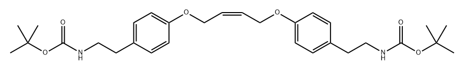 Carbamic acid, N,N'-[(2Z)-2-butene-1,4-diylbis(oxy-4,1-phenylene-2,1-ethanediyl)]bis-, C,C'-bis(1,1-dimethylethyl) ester Structure