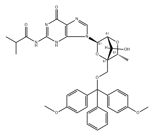 5'-O-DMTr-cEt-BNA-N2-iBU-Guanosine 구조식 이미지