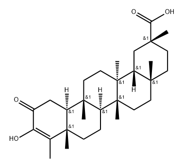 24,25,26-Trinorolean-3-en-29-oic acid, 3-hydroxy-5,9,13-trimethyl-2-oxo-, (5β,8α,9β,10α,13α,14β,20α)- Structure