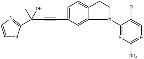 4-(1-(2-amino-5-chloropyrimidin-4-yl)-2-(thiaol-2-yl)but-30-yn-2-ol 구조식 이미지