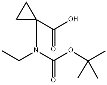 Cyclopropanecarboxylic acid, 1-[[(1,1-dimethylethoxy)carbonyl]ethylamino]- Structure