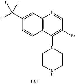 3-Bromo-4-(piperazin-1-yl)-7-(trifluoromethyl)quinoline hydrochloride Structure