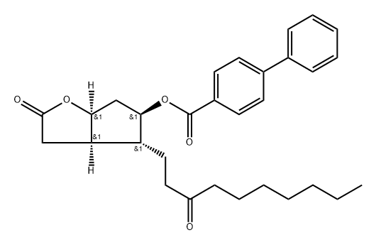 [1,1'-Biphenyl]-4-carboxylic acid,hexahydro-2-oxo-4-(3-oxodecyl)-2H-cyclopenta[b]furan-5-ylester,[3aR-(3aα,4α,5β,6aα)] Structure