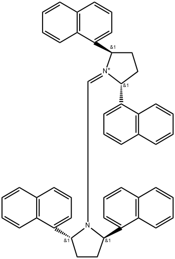 (2R,5R)-1-{[(2R,5S)-2,5-Di(naphthalen-1-yl)pyrrolidin-1-yl]methylene}-2,5-di(naphthalen-1-yl)pyrrolidinium tetrafluoroborate, min. 97% 구조식 이미지