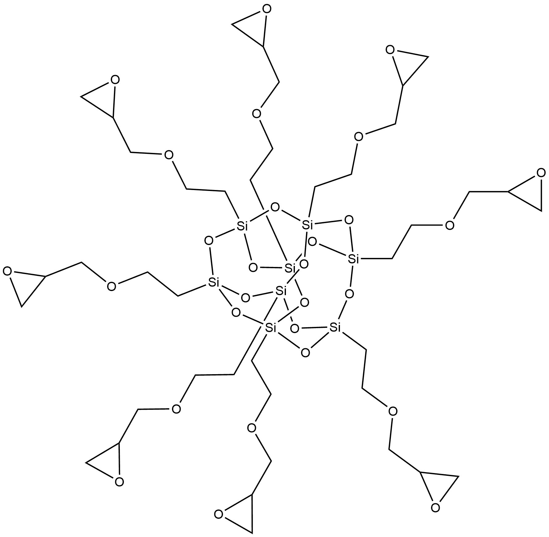 Pentacyclo[9.5.1.13,9.15,15.17,13]octasiloxane, 1,3,5,7,9,11,13,15-octakis[2-(2-oxiranylmethoxy)ethyl]- Structure