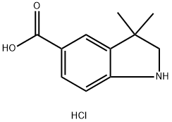 3,3-dimethyl-2,3-dihydro-1H-indole-5-carboxylic acid hydrochloride Structure