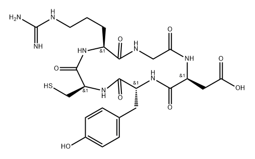 Cyclo(L-arginylglycyl-L-α-aspartyl-D-tyrosyl-L-cysteinyl) Structure