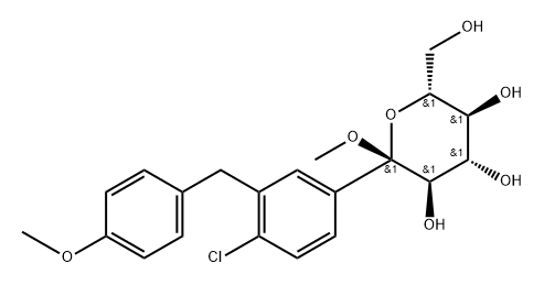 α-D-Glucopyranoside, methyl 1-C-[4-chloro-3-[(4-methoxyphenyl)methyl]phenyl]- Structure