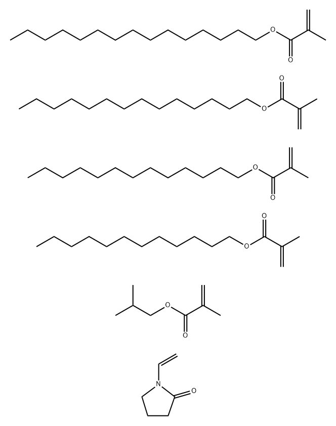 2-Propenoic acid, 2-methyl-, dodecyl ester, polymer with 1-ethenyl-2-pyrrolidinone, 2-methylpropyl 2-methyl-2-propenoate, pentadecyl 2-methyl-2-propenoate, tetradecyl 2-methyl-2-propenoate and tridecyl 2-methyl-2-propenoate Structure