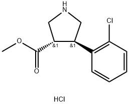 Pyrrolidinecarboxylic acid, 4-(2-chlorophenyl)-, methyl ester, trans-,hydrochloride 구조식 이미지
