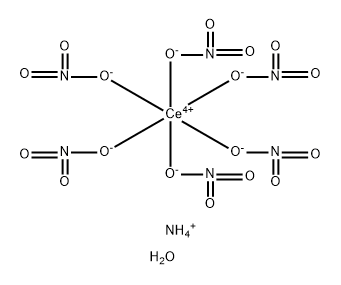 Cerate(2-), hexakis(nitrato-κO)-, ammonium, hydrate (1:2:2) Structure