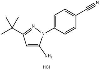 4-(5-amino-3-tert-butyl-1H-pyrazol-1-yl)benzonitrile hydrochloride Structure