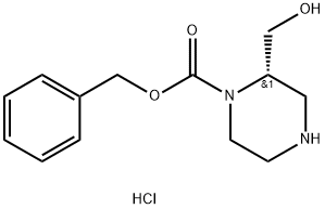 1-Piperazinecarboxylic acid, 2-(hydroxymethyl)-, phenylmethyl ester, hydrochloride (1:1), (2S)- Structure