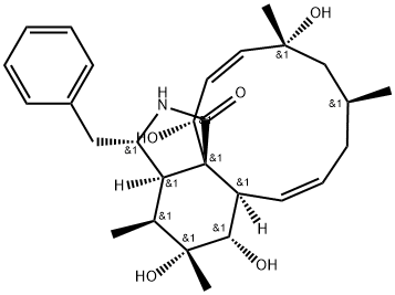 [11]Cytochalasa-13,19-dien-1-one, 6,7,18,21-tetrahydroxy-16,18-dimethyl-10-phenyl-, (7S,13E,16S,18R,19E,21R)- (9CI) Structure