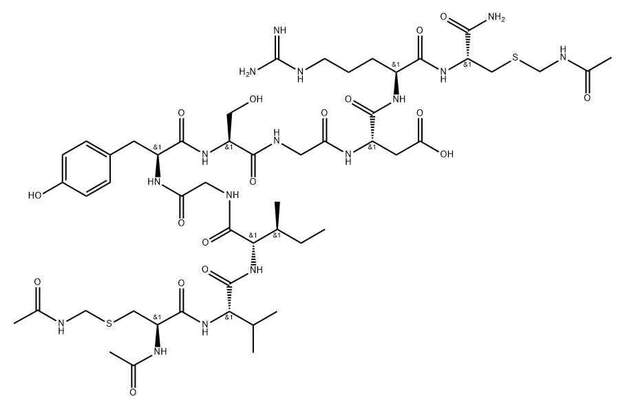 Acetyl-(Cys(Acm)33·42)-EGF (33-42) amide (mouse) Ac-Cys(Acm)-Val-Ile-Gly-Tyr-Ser-Gly-Asp-Arg-Cys(Acm)-NH2 Structure
