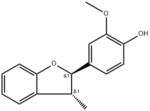 rel-2-Methoxy-4-((2R,3R)-3-methyl-2,3-dihydrobenzofuran-2-yl)phenol Structure