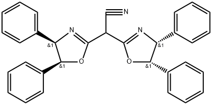 2-Oxazoleacetonitrile, α-[(4R,5S)-4,5-dihydro-4,5-diphenyl-2-oxazolyl]-4,5-dihydro-4,5-diphenyl-, (4R,5S)- Structure