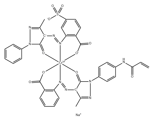 Chromate(2-), [2-[[4,5-dihydro-3-methyl-5-oxo-1-[4-[(1-oxo-2-propenyl)amino]phenyl]-1H-pyrazol-4-yl]azo]benzoato(2-)][2-[(4,5-dihydro-3-methyl-5-oxo-1-phenyl-1H-pyrazol-4-yl)azo]-4-sulfobenzoato(3-)]-, disodium Structure