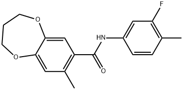 2H-1,5-Benzodioxepin-7-carboxamide, N-(3-fluoro-4-methylphenyl)-3,4-dihydro-8-methyl- Structure