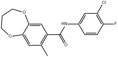 2H-1,5-Benzodioxepin-7-carboxamide, N-(3-chloro-4-fluorophenyl)-3,4-dihydro-8-methyl- Structure