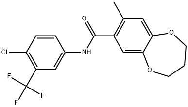 2H-1,5-Benzodioxepin-7-carboxamide, N-[4-chloro-3-(trifluoromethyl)phenyl]-3,4-dihydro-8-methyl- Structure