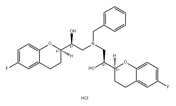 (1S)-2-(benzyl{(2S)-2-[(2R)-6-fluoro-3,4-dihydro-2H-chromen-2-yl]-2-hydroxyethyl}amino)-1-[(2S)-6-fluoro-3,4-dihydro-2H-chromen-2-yl]ethanol hydrochloride (1:1) Structure