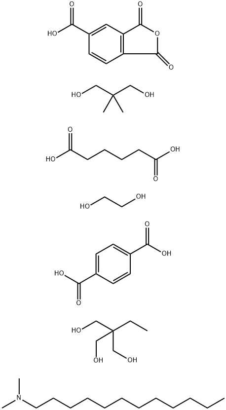 1,4-Benzenedicarboxylic acid, polymer with 1,3-dihydro-1,3-dioxo-5-isobenzofurancarboxylic acid, 2,2-dimethyl-1,3-propanediol, 1,2-ethanediol, 2-ethyl-2-(hydroxymethyl)-1,3-propanediol and hexanedioic acid, compd. with N,N-dimethyl-1-dodecanamine Structure