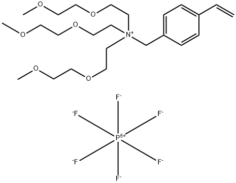 4-ethenyl-N,N,N-tris[2-(2-methoxyethoxy)ethyl]-, Benzenemethanaminium, hexafluorophosphate(1-) (1:1) Structure