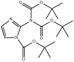 tert-butyl 2-[bis[(2-methylpropan-2-yl)oxycarbonyl]amino]imidazole-1-carboxylate Structure