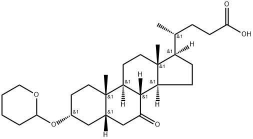 3ɑ-tetrahydropyranyloxy-7-keto-5β-cholan-24-oic acid 구조식 이미지