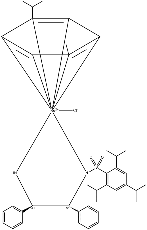 N-[(1R,2R)-2-(Amino-κN)-1,2-diphenylethyl]-2,4,6-tris(1-methylethyl)benzenesulfonamidato-κN]chloro[(1,2,3,4,5,6-η)-1-methyl-4-(1-methylethyl)benzene]ruthenium Structure