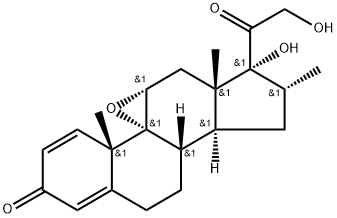 Pregna-1,4-diene-3,20-dione, 9,11-epoxy-17,21-dihydroxy-16-methyl-, (11α,16α)-(±)- Structure