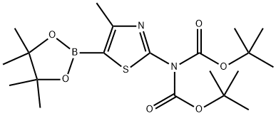 Imidodicarbonic acid, 2-[4-methyl-5-(4,4,5,5-tetramethyl-1,3,2-dioxaborolan-2-yl)-2-thiazolyl]-, 1,3-bis(1,1-dimethylethyl) ester Structure