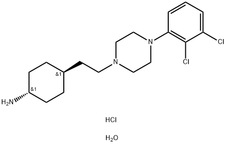 CyclohexanaMine, 4-[2-[4-(2,3-dichlorophenyl)-1-piperazinyl]ethyl]- (hydrochloride, hydrate)(1:2:1), trans- Structure