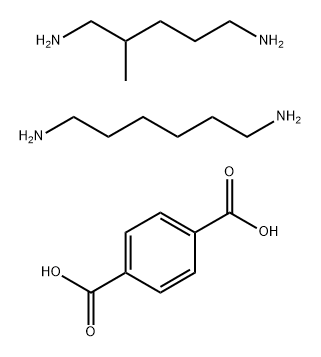 1,6-헥세인다이아민과 2-메틸-1,5-펜테인다이아민을 포함한  1,4-벤젠다이카르복실산 폴리머 구조식 이미지