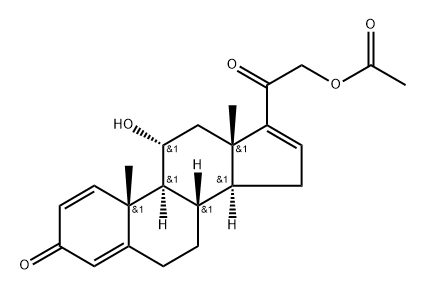 Pregna-1,4,16-triene-3,20-dione, 21-(acetyloxy)-11-hydroxy-, (11α)- Structure