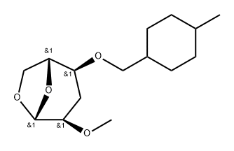 .beta.-D-ribo-Hexopyranose, 1,6-anhydro-3-deoxy-2-O-methyl-4-O-(4-methylcyclohexyl)methyl- 구조식 이미지