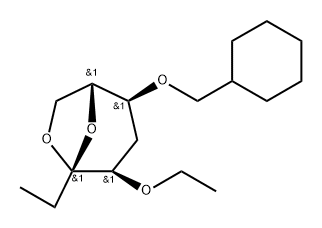 .beta.-D-ribo-3-Octulopyranose, 3,8-anhydro-6-O-(cyclohexylmethyl)-1,2,5-trideoxy-4-O-ethyl- 구조식 이미지