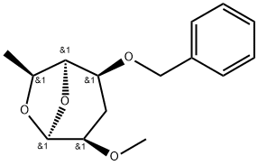 .beta.-L-manno-Heptopyranose, 1,6-anhydro-3,7-dideoxy-2-O-methyl-4-O-(phenylmethyl)- Structure