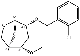 .beta.-ribo-Hexopyranose, 1,6-anhydro-2-O-(2-chlorophenyl)methyl-3-deoxy-4-O-methyl- 구조식 이미지