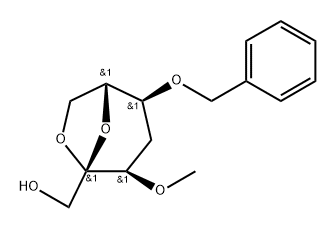 .beta.-D-ribo-2-Heptulopyranose, 2,7-anhydro-4-deoxy-3-O-methyl-5-O-(phenylmethyl)- Structure