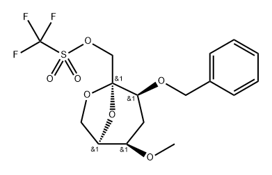 .beta.-D-lyxo-2-Heptulopyranose, 2,7-anhydro-4-deoxy-5-O-methyl-3-O-(phenylmethyl)-, trifluoromethanesulfonate 구조식 이미지