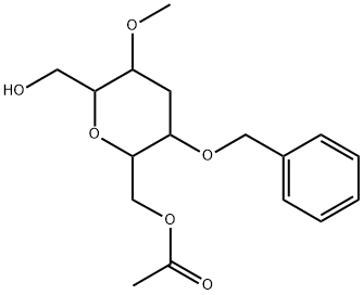 D-allo-Heptitol, 2,6-anhydro-4-deoxy-3-O-methyl-5-O-(phenylmethyl)-, 7-acetate Structure