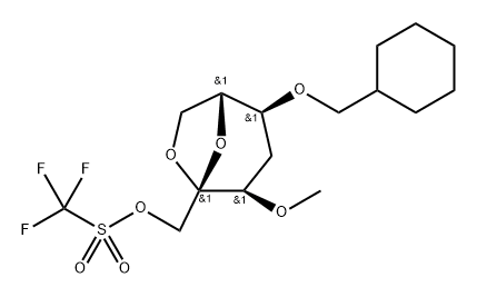 .beta.-D-ribo-2-Heptulopyranose, 2,7-anhydro-5-O-(cyclohexylmethyl)-4-deoxy-3-O-methyl-, trifluoromethanesulfonate 구조식 이미지