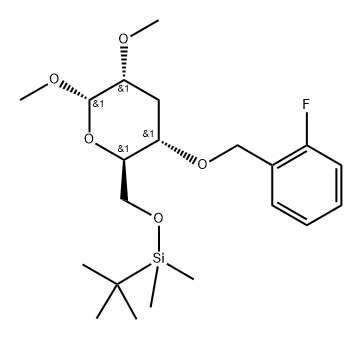 .alpha.-D-ribo-Hexopyranoside, methyl 3-deoxy-6-O-(1,1-dimethylethyl)dimethylsilyl-4-O-(2-fluorophenyl)methyl-2-O-methyl- Structure