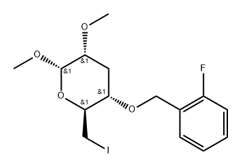 .alpha.-D-ribo-Hexopyranoside, methyl 3,6-dideoxy-4-O-(2-fluorophenyl)methyl-6-iodo-2-O-methyl- 구조식 이미지